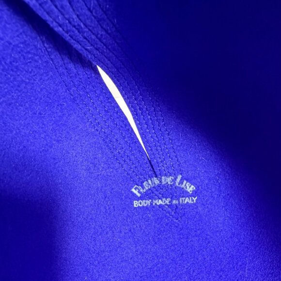 Vintage FLEUR de LIS Cobalt/Purple Felt Cloche Fascinator Hat Blue Feather Italy - Picture 8 of 11